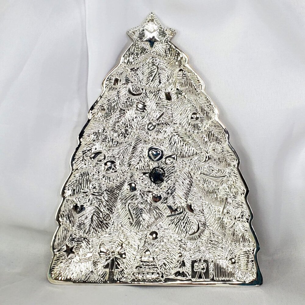 VTG Godinger Silver Plated Candy/ Nut Dish Christmas Tree Holiday Collection - Picture 2 of 7